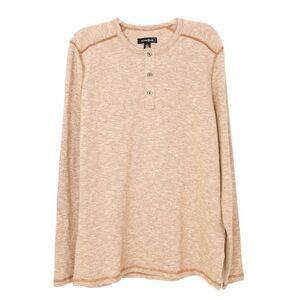 TREASURE & BOND Men's Henley Long Sleeve Knit Shirt L Cotton Blend Brown NEW B30
